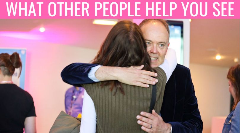 People in conversation, sharing ideas and helping each other make sense of their work.